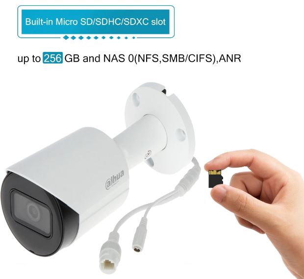 دوربین تحت شبکه داهوا مدل IPC-HFW2831SP-S-S2 به رم 256 گیگابایت مجهز شده است.